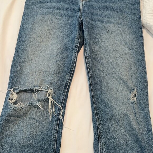Reformation Distressed Liza High Rise Straight Long Jeans - Picture 3 of 7